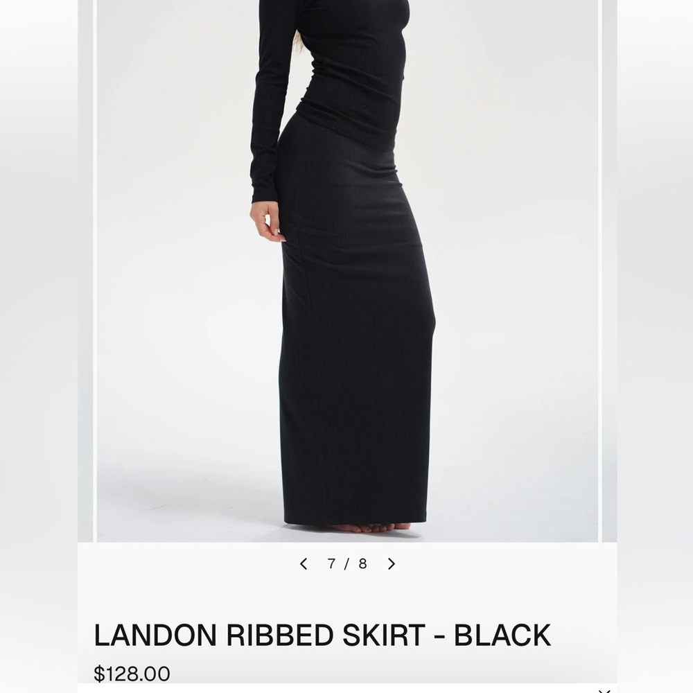 LNA ] Landon ] Black Ribbed Long Skirt ] Size Medium